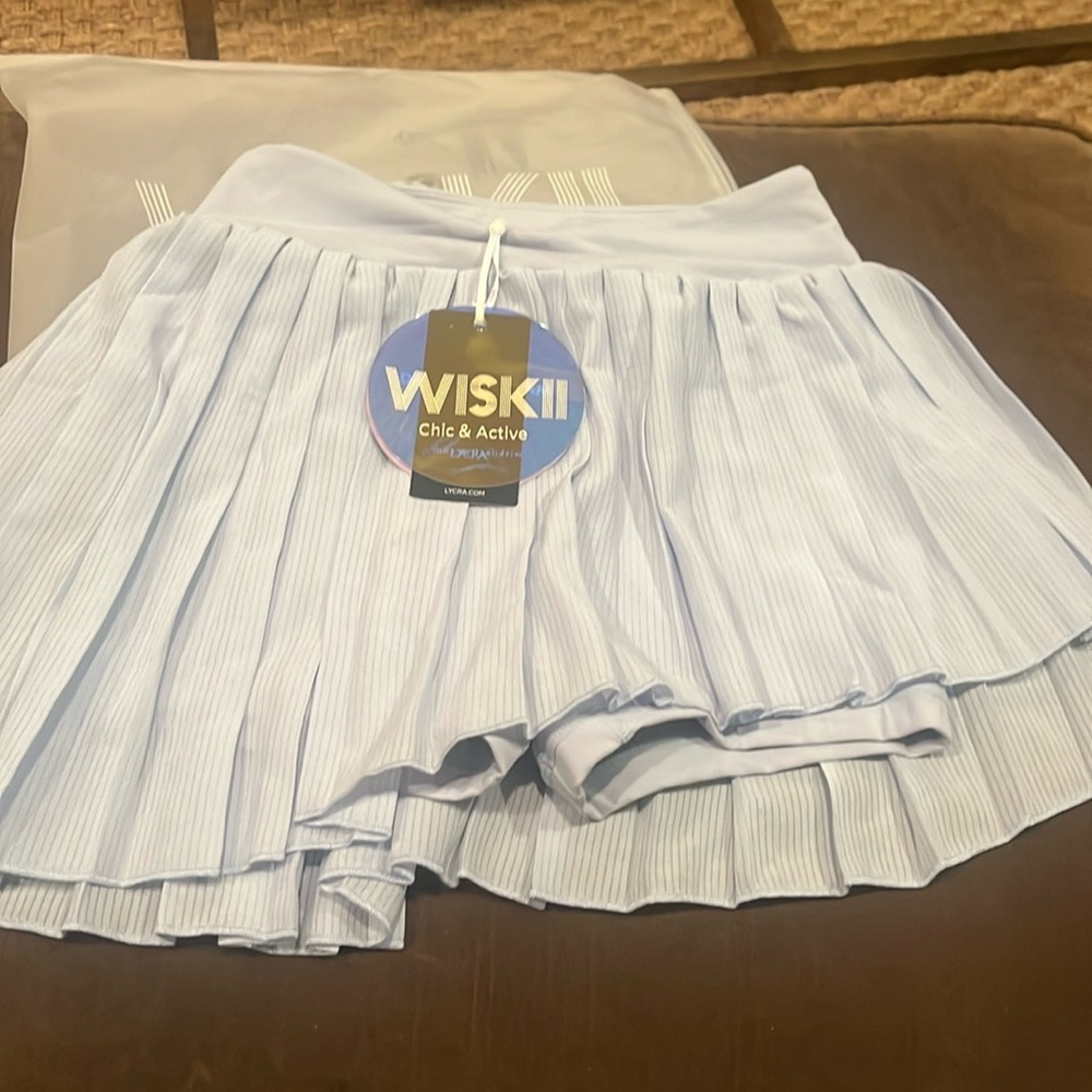 Wiskii Blue Silver Surf Gray Asymetrical tennis skirt size small   New